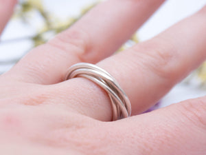 Anillo de plata para meditación, anillo de ansiedad, anillos de boda entrelazados, entrelazados