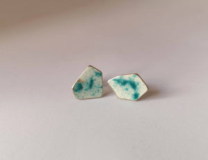 Pendientes de plata con esmalte azul y esmalte mini, pendientes hexagonales irregulares geométricos
