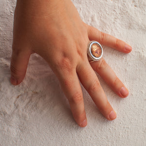 Anillo Mehndi plata esterlina y cobre grabado a mano