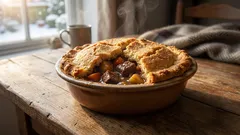 Este estofado de ternera con costra de queso es algo que cocinamos todo el invierno y nunca nos cansamos de ello