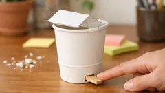 Cómo hacer una mini papelera de sobremesa con tapa y “pedal” en 10 minutos